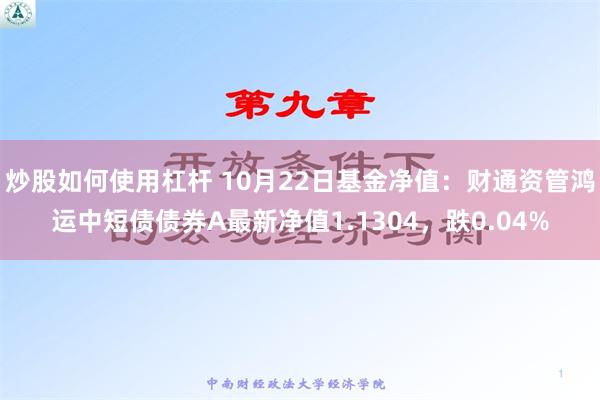 炒股如何使用杠杆 10月22日基金净值：财通资管鸿运中短债债券A最新净值1.1304，跌0.04%